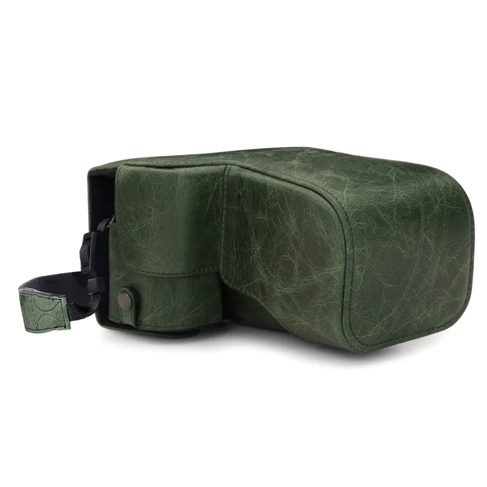 MegaGear A6100 A6400 custodia vera pelle 18-135mm verde