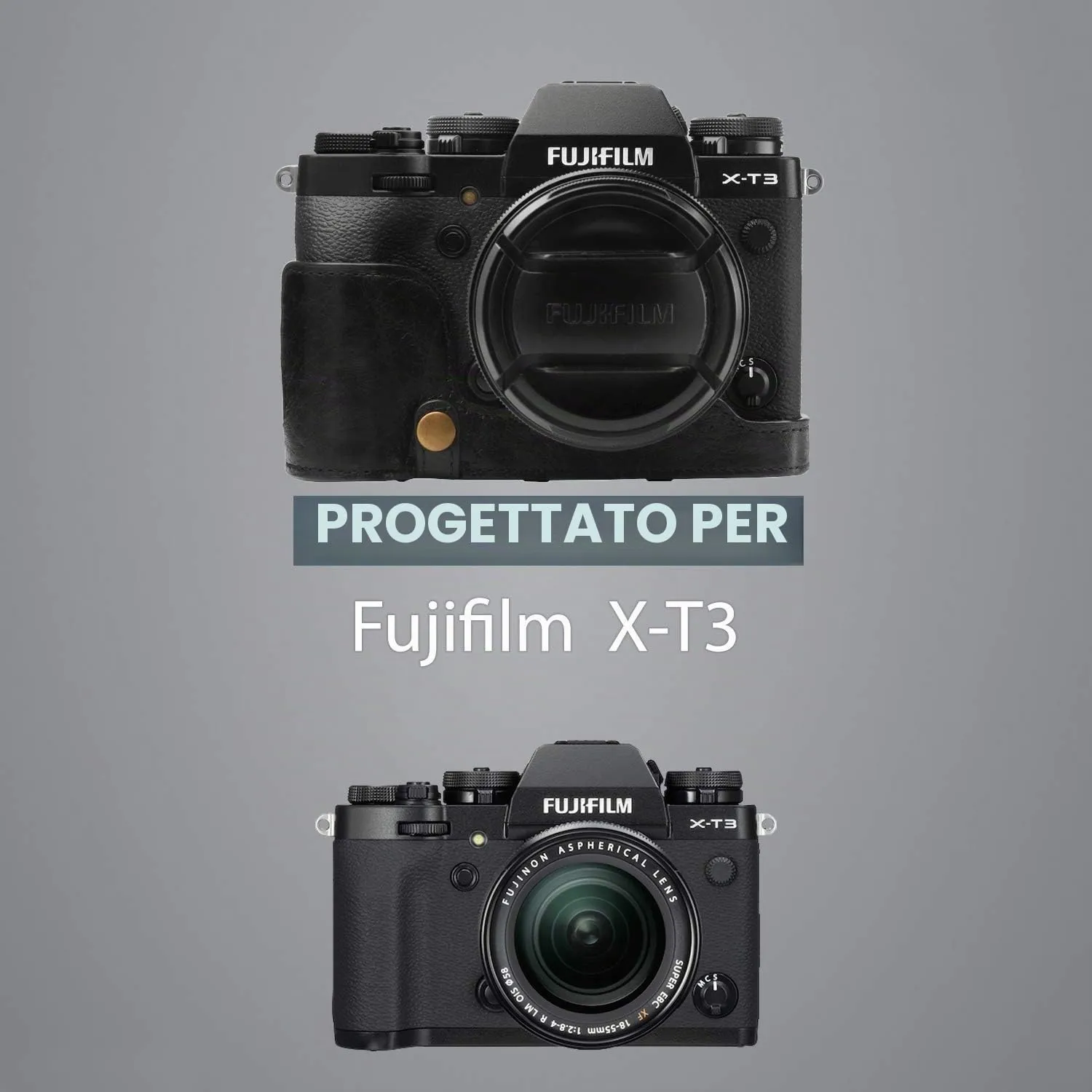 MegaGear MG1550 Custodia Pelle Fujifilm X-T3 Nera Antiurto