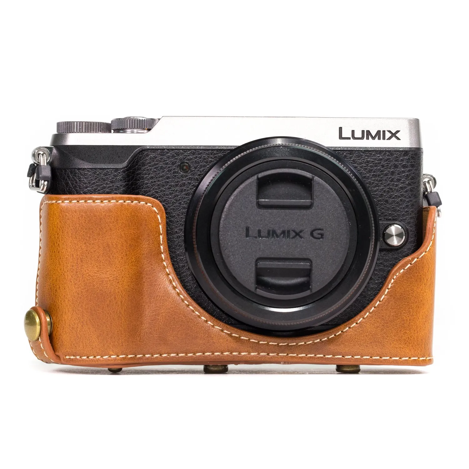 MegaGear MG998 custodia ecopelle marrone chiaro per Lumix GX85