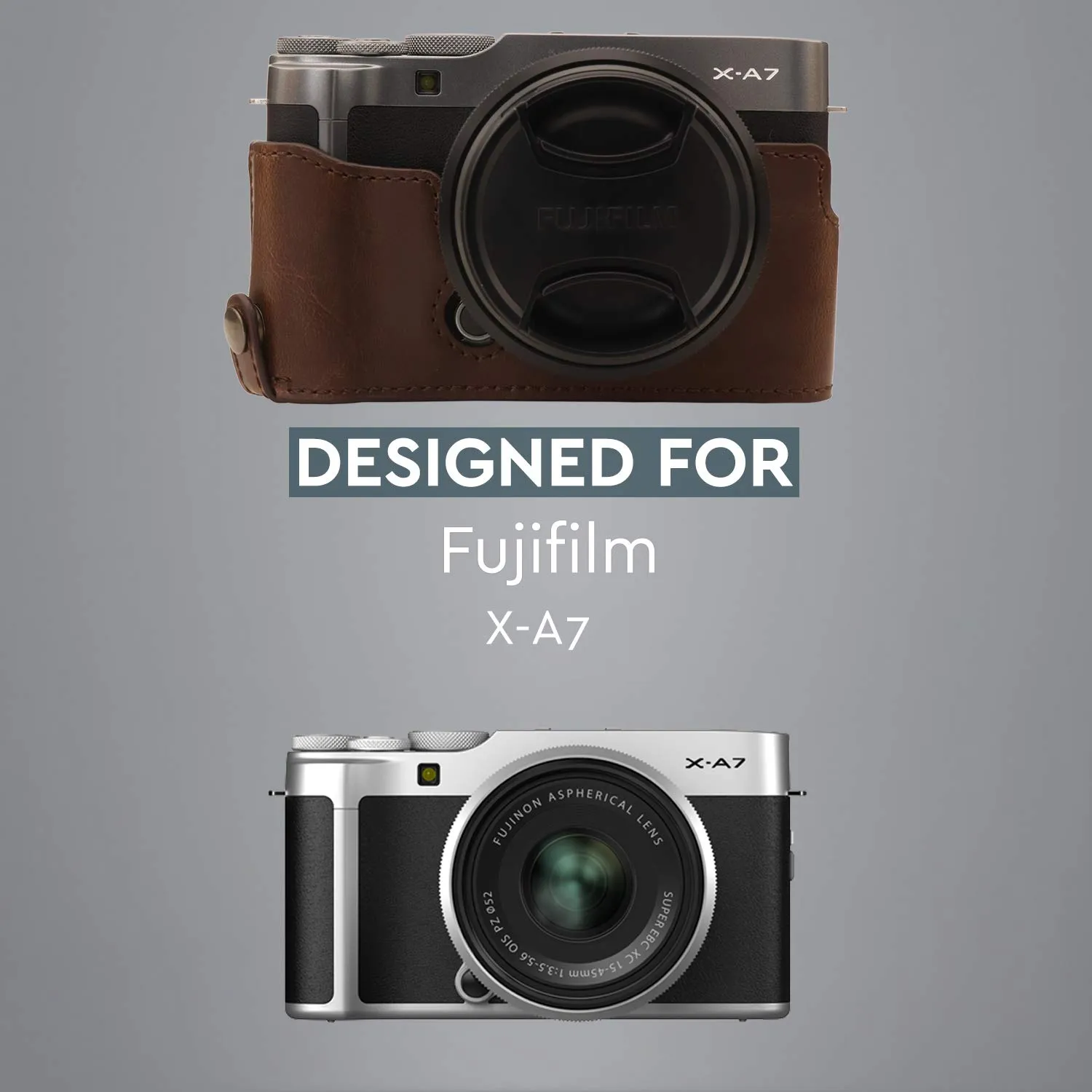 MegaGear MG1771 custodia Fujifilm X-A7 marrone scuro pelle