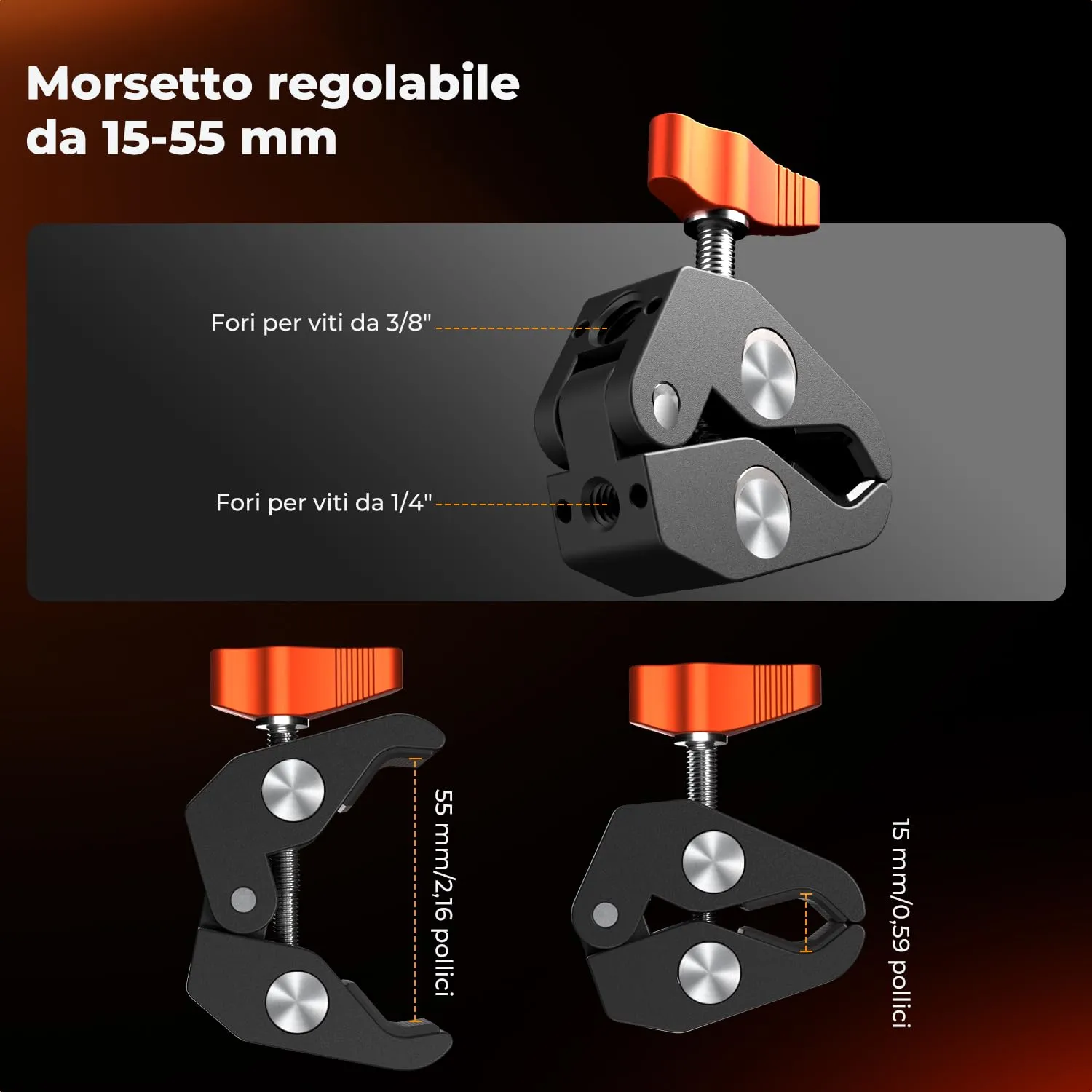 K&F Concept Braccio Magico 9.8" con Super Clamp 2kg
