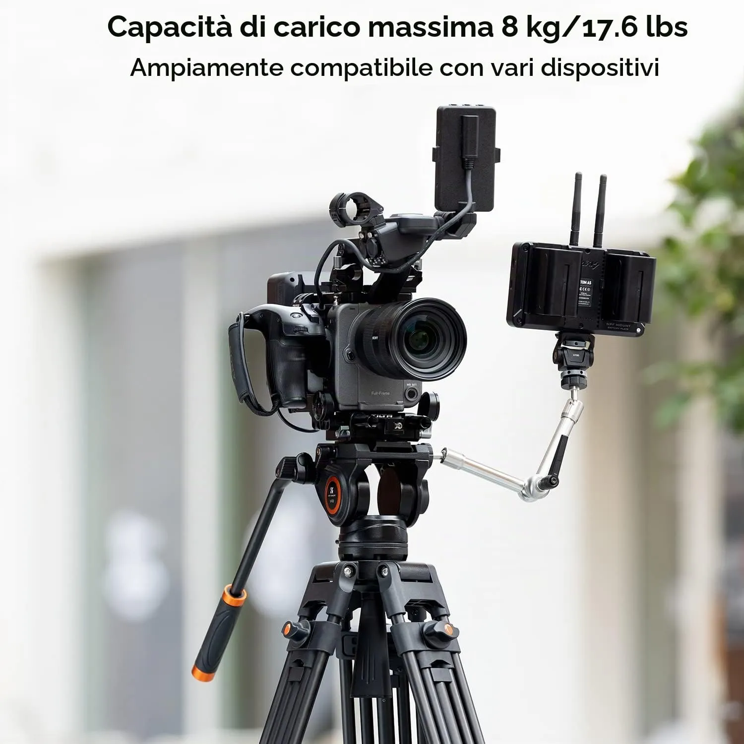 K&F Concept treppiede video 184cm 8kg testa fluida