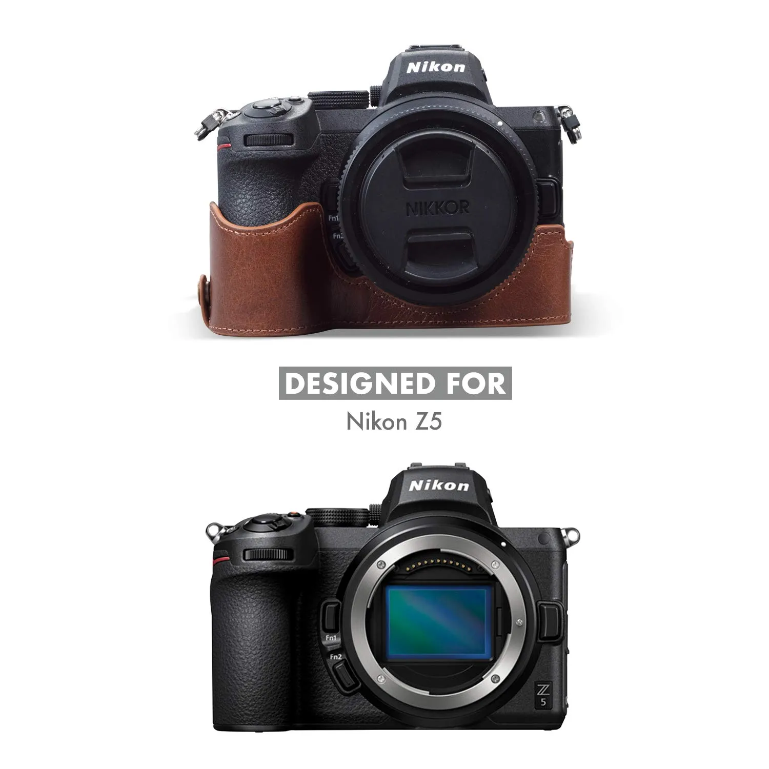 MegaGear Ever Ready Nikon Z5 custodia pelle marrone