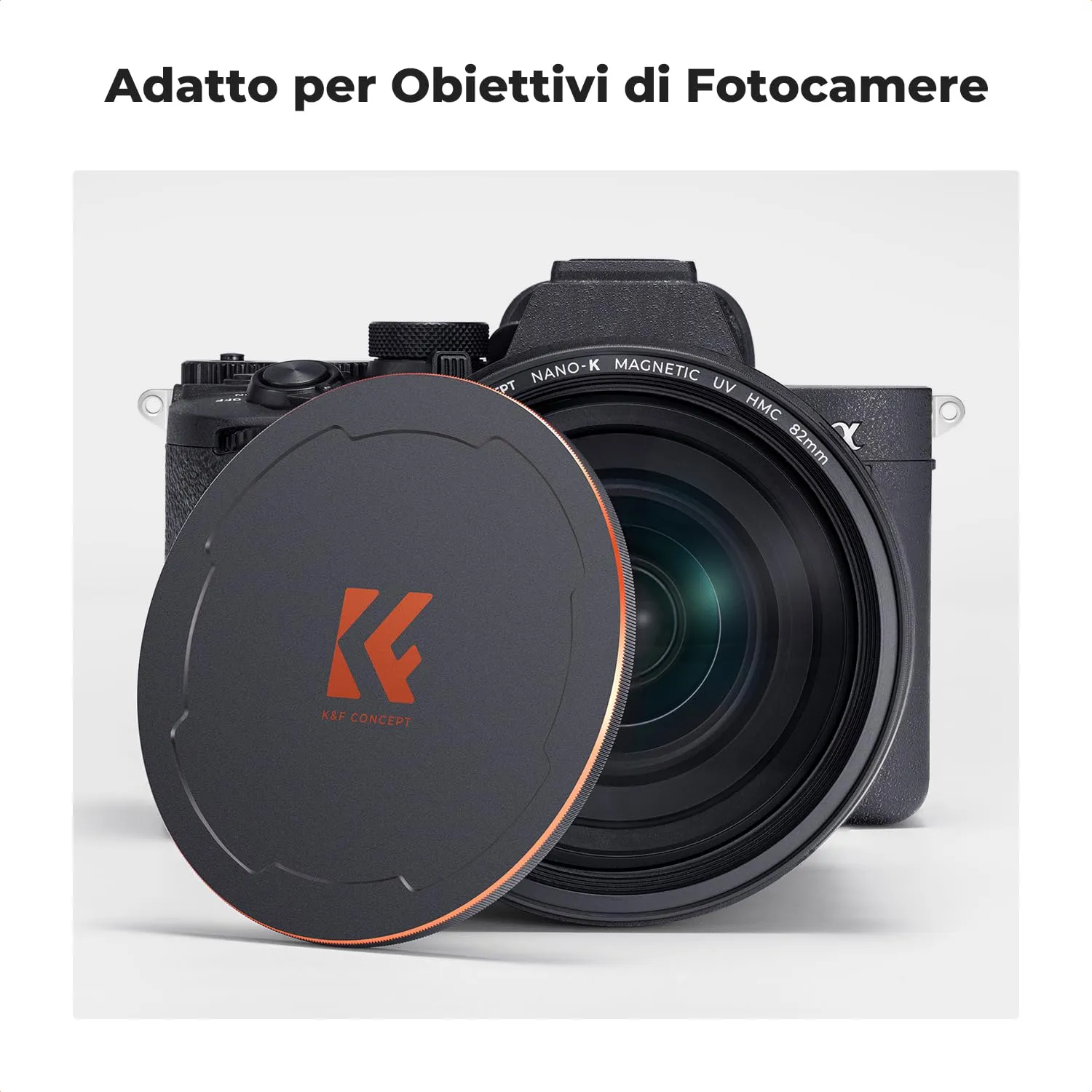 K&F Concept Tappo Copriobiettivo Magnetico 82mm in alluminio