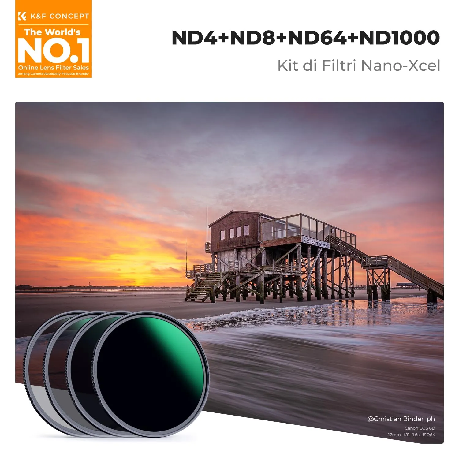 K&F Concept Nano-Xcel Kit 4 Filtri ND 67mm