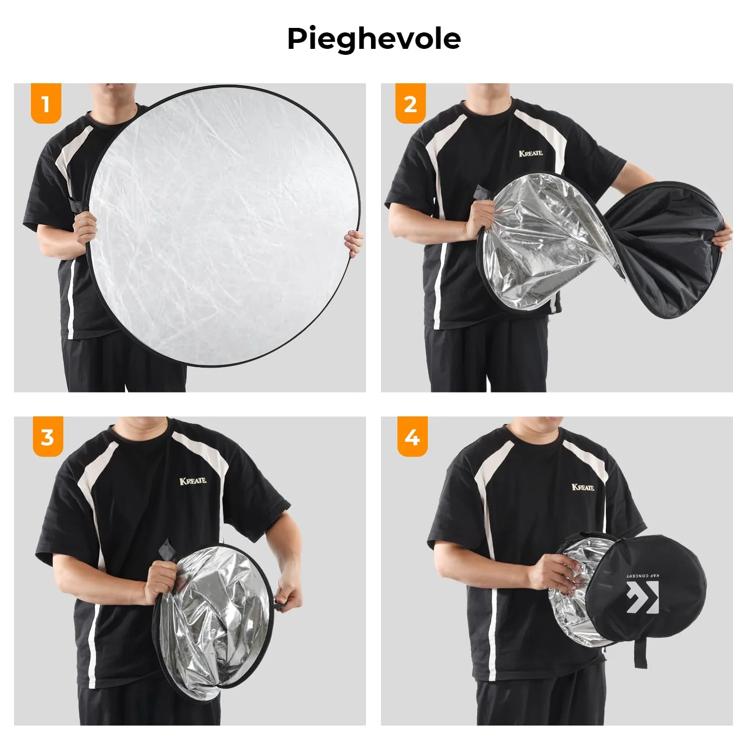 K&F Concept Riflettore Fotografico 5in1 Pieghevole 110cm
