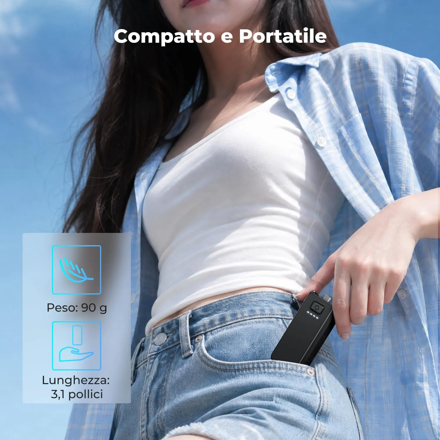 K&F Concept Impugnatura Batteria 3200mAh per Osmo Pocket 3 USB