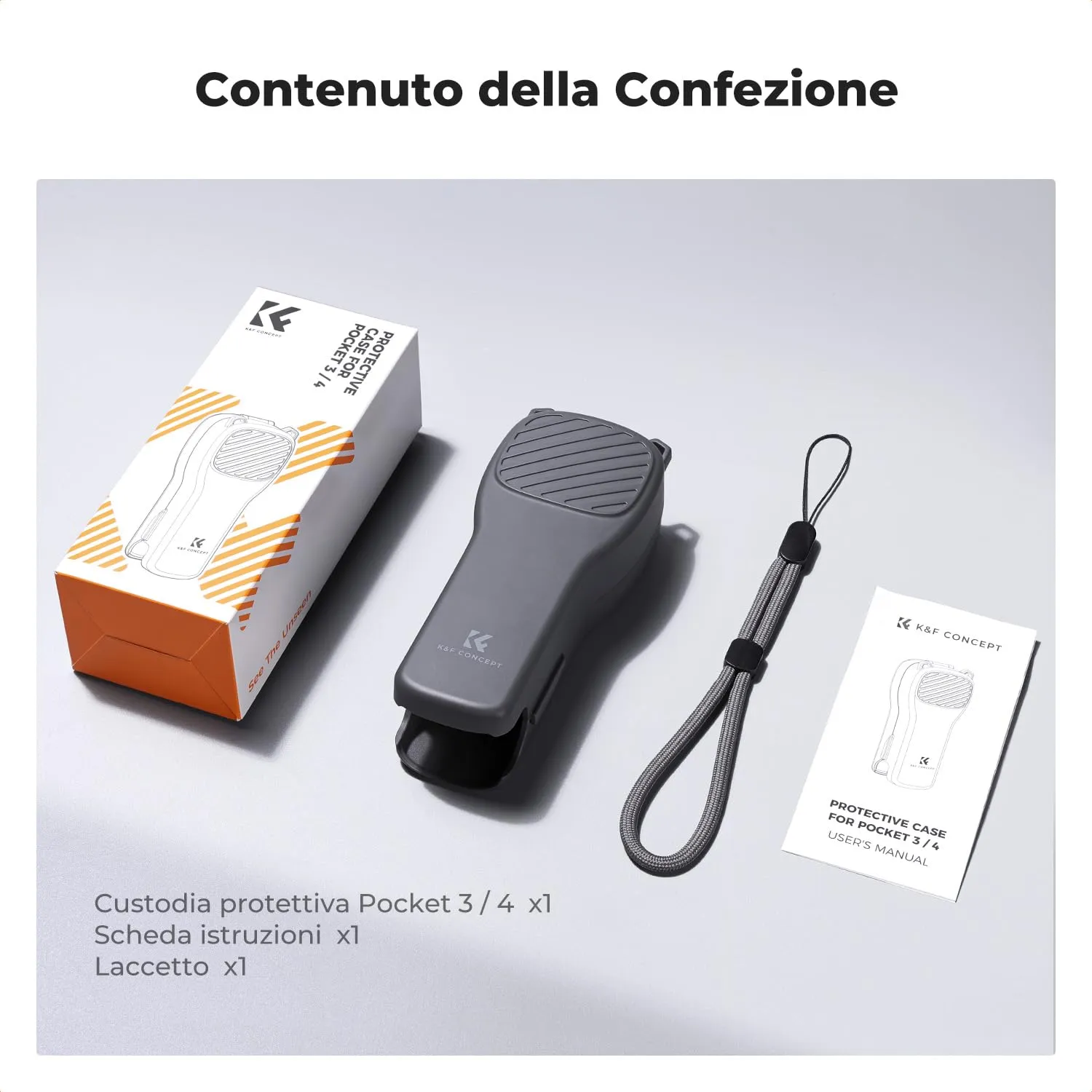 K&F Concept Custodia DJI Pocket 3 Pocket 4 Grigio Scuro Filtri