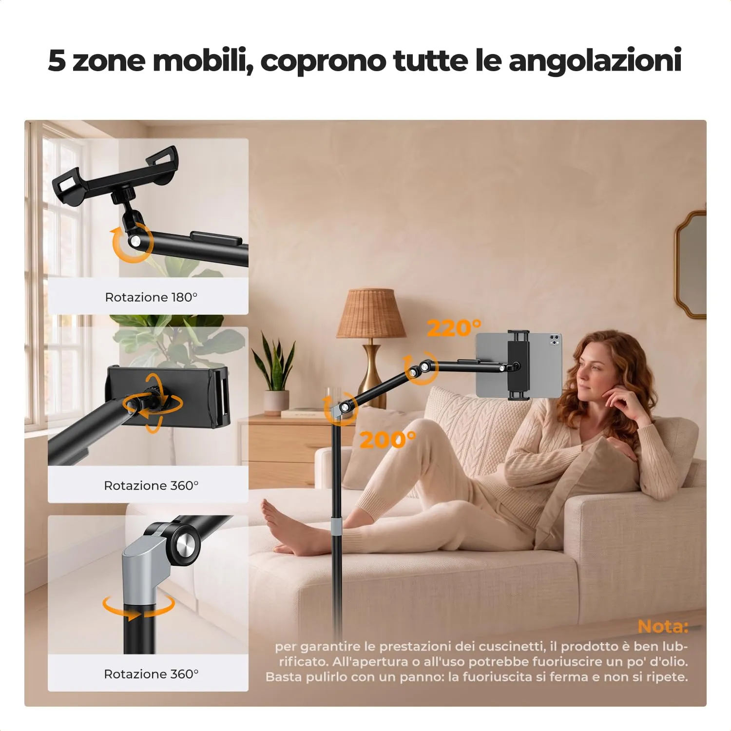 K&F Concept supporto pavimento tablet telefono regolabile