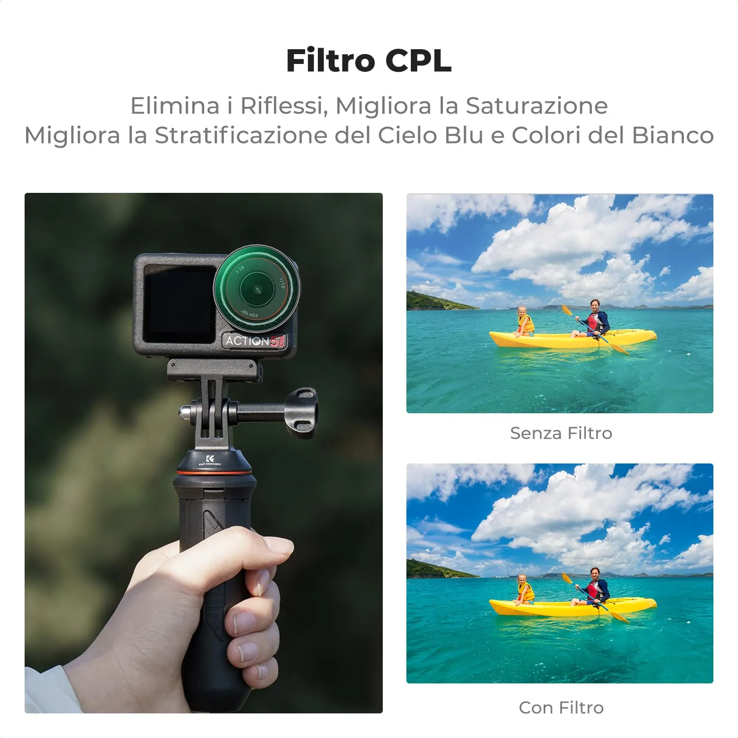 K&F Concept Osmo Action Filtri CPL ND8 ND16 ND32 Set 4pz