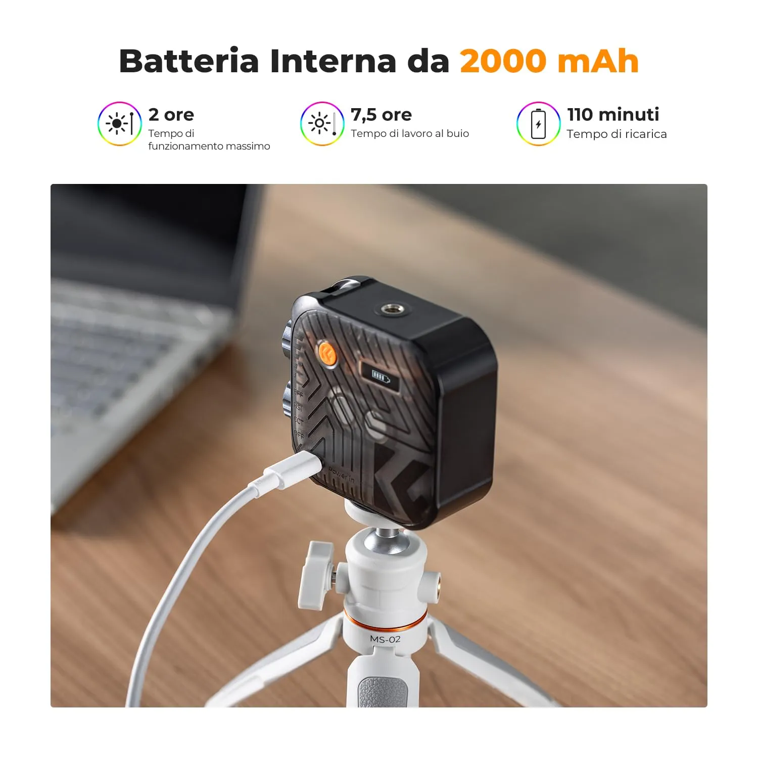 K&F Concept L01 luce video RGB 2500-9900K nera