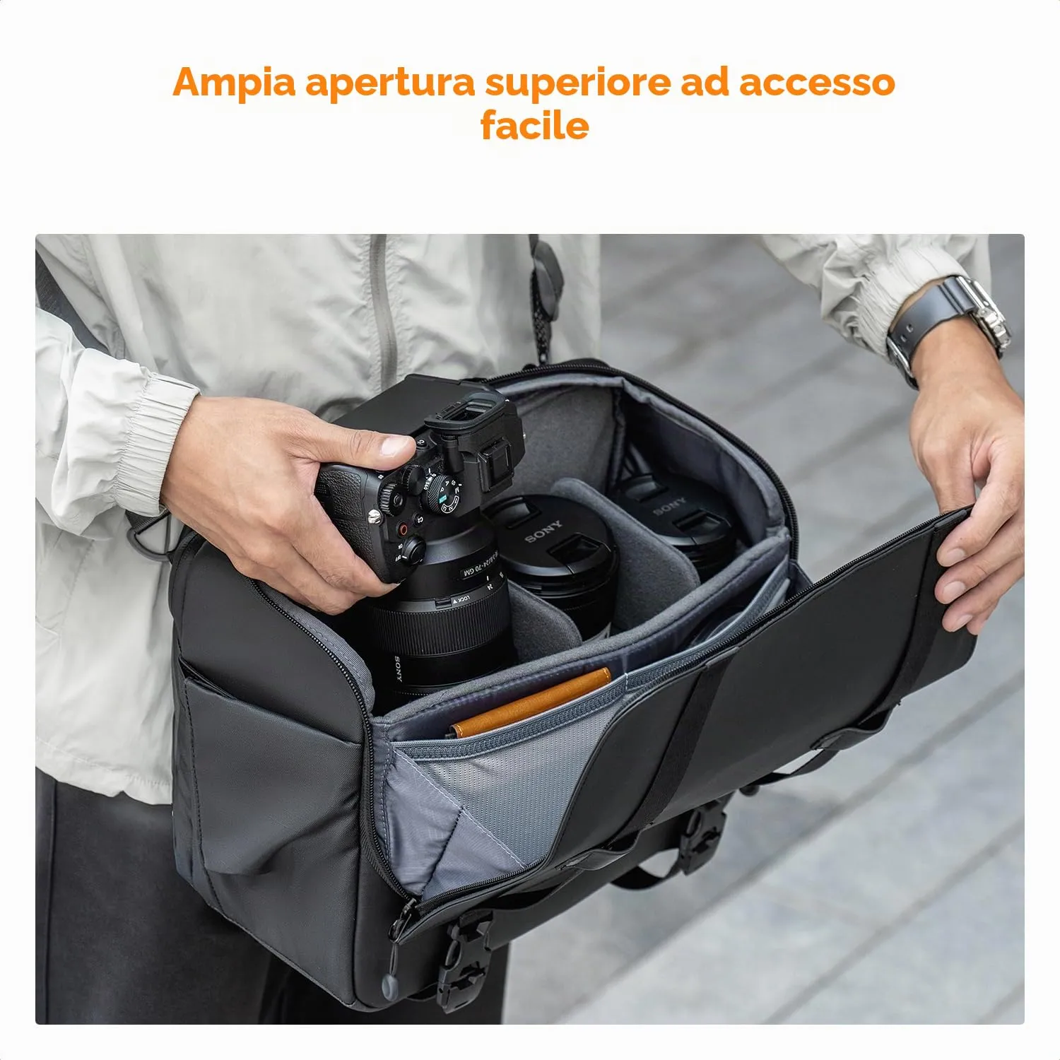 K&F Concept borsa fotografica impermeabile laptop 13" tracolla