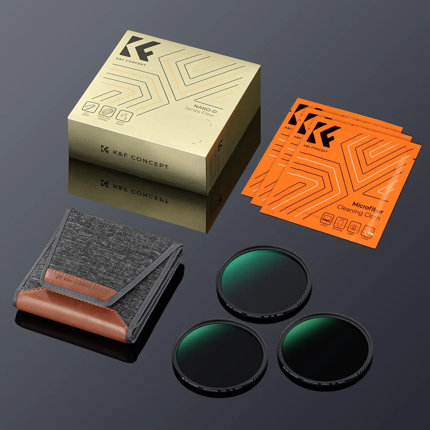 K&F Concept Nano-Dazzle 82mm kit filtri ND8 ND64 ND1000