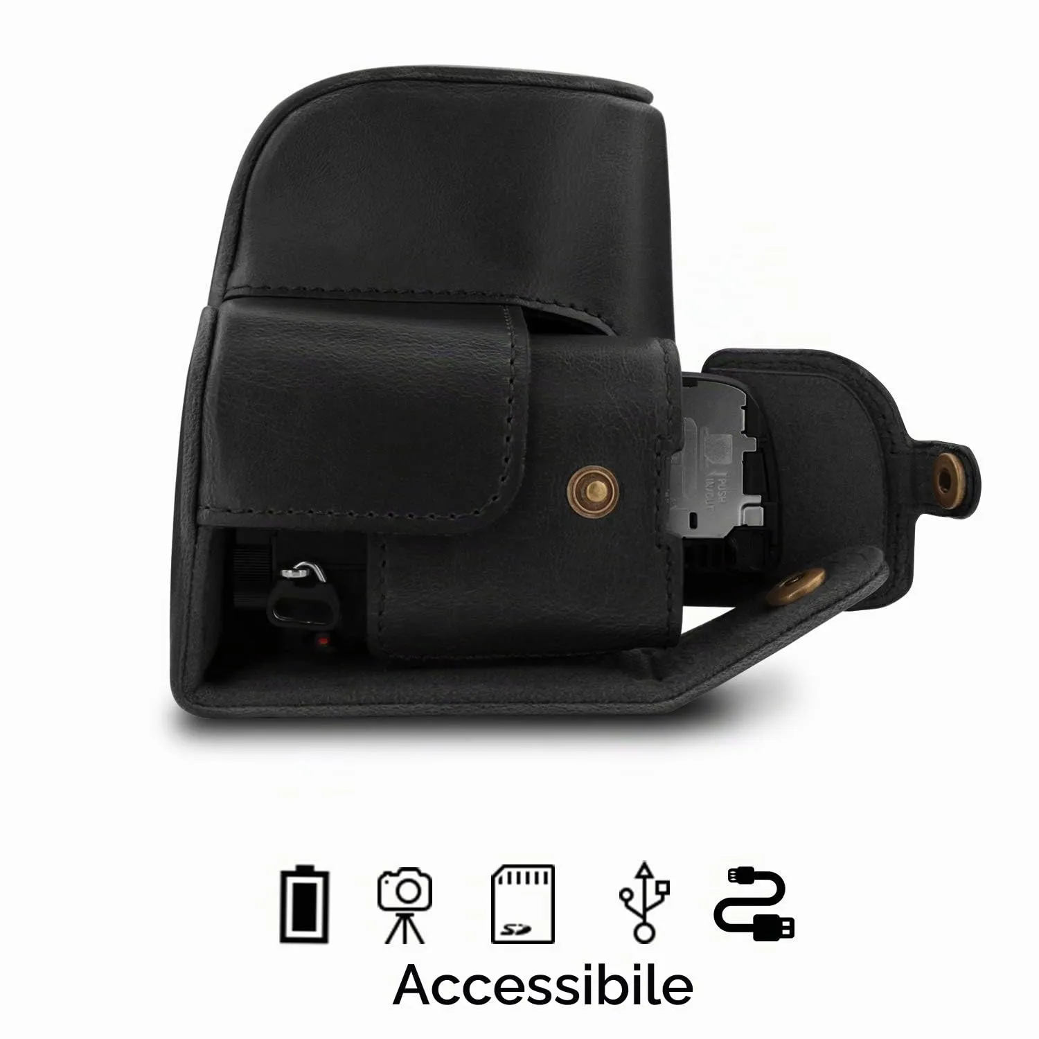 MegaGear MG1651 Custodia Pelle Sony A6100 A6400 Nera