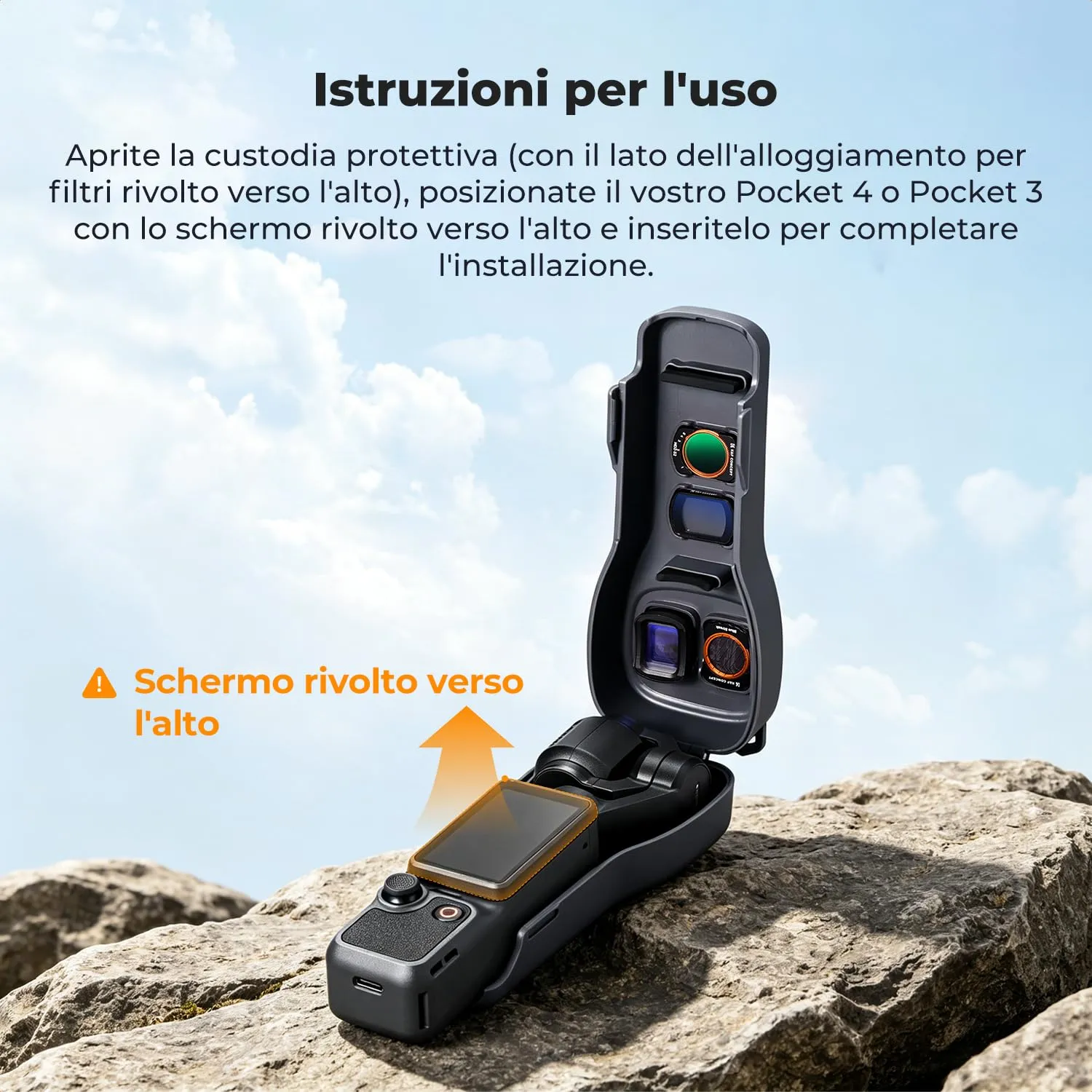 K&F Concept Custodia DJI Pocket 3 Pocket 4 Grigio Scuro Filtri