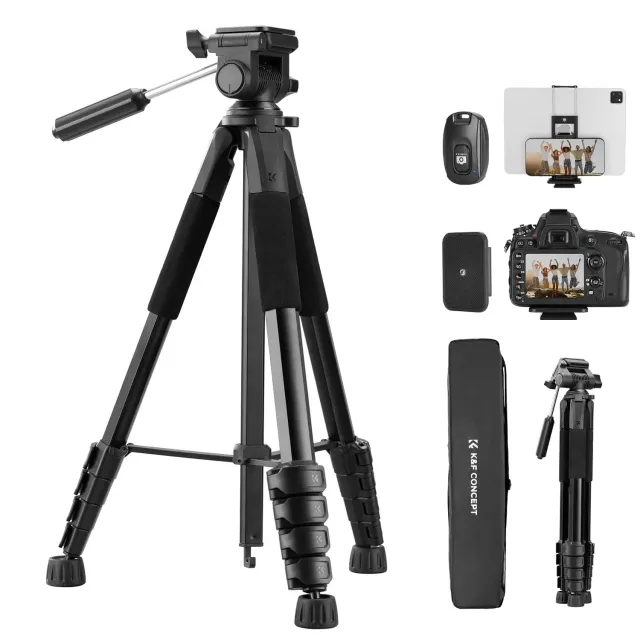 K&F Concept Treppiede Fotocamera 190 cm Nero 4 kg Alluminio
