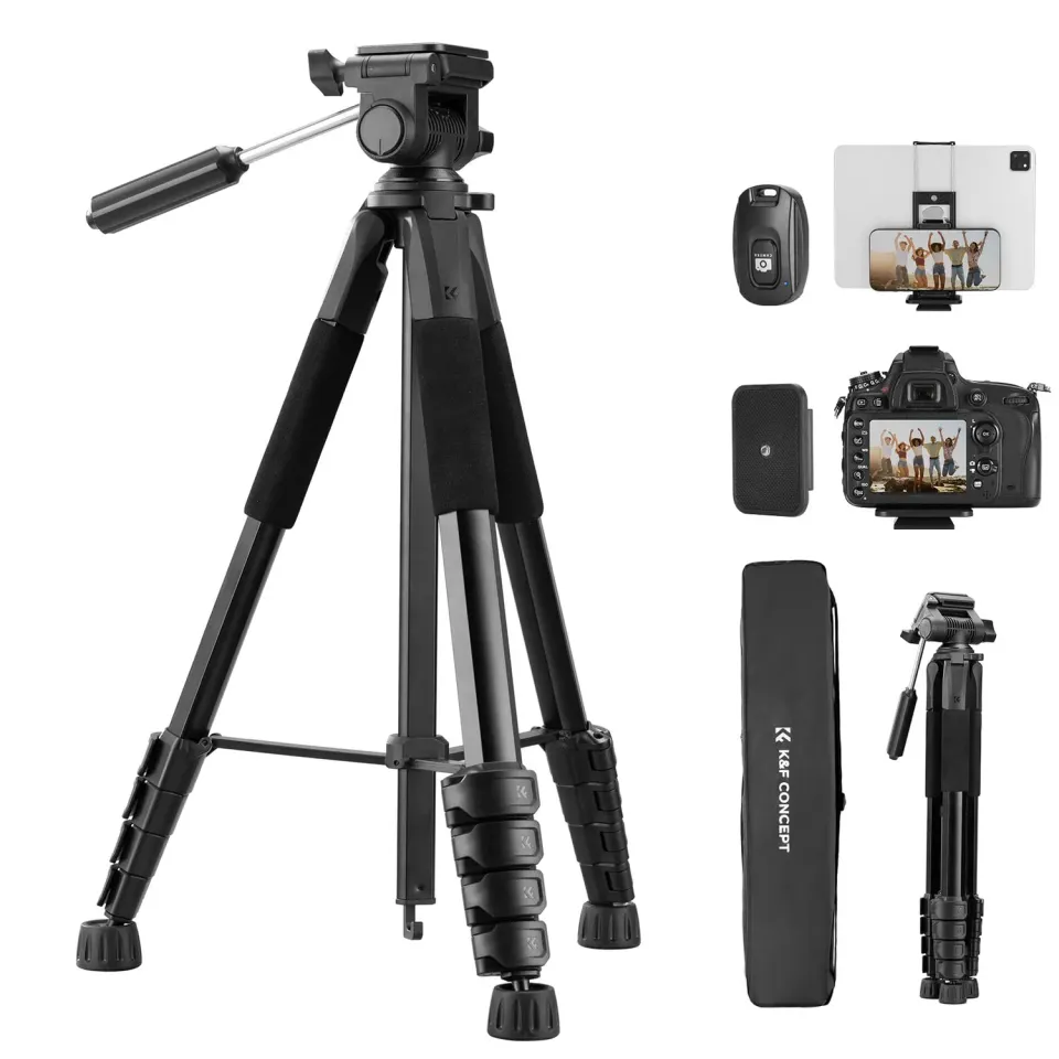 K&F Concept Treppiede Fotocamera 190 cm Nero 4 kg Alluminio