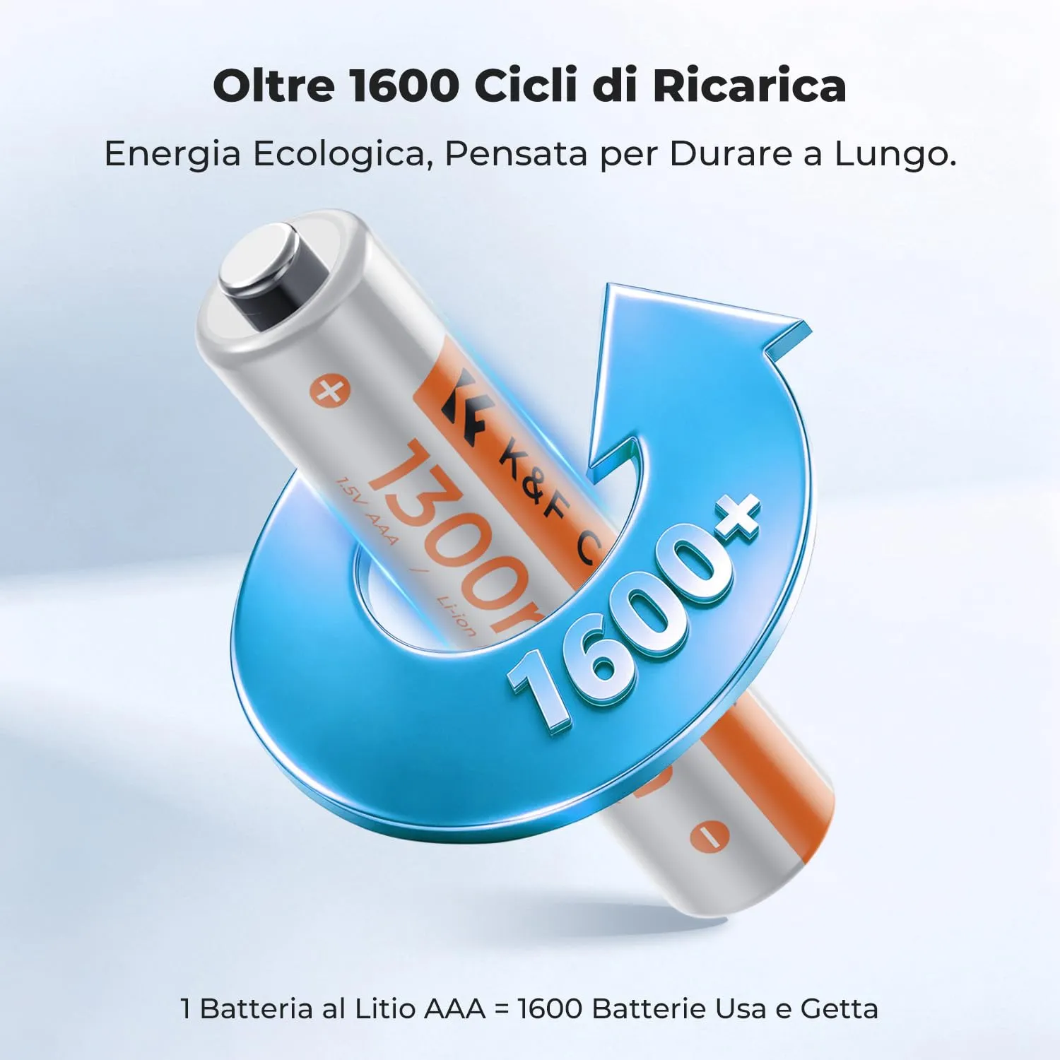 K&F Concept batterie AAA litio ricaricabili box 8 slot Type-C