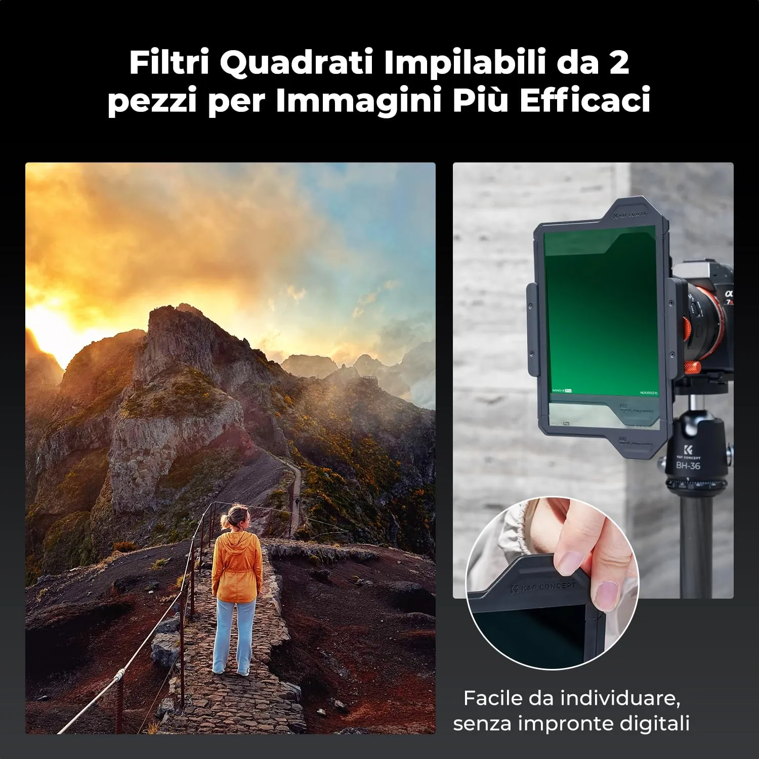 K&F Concept Nano-Xcel Pro kit portafiltri GND8 ND1000 CPL vetro