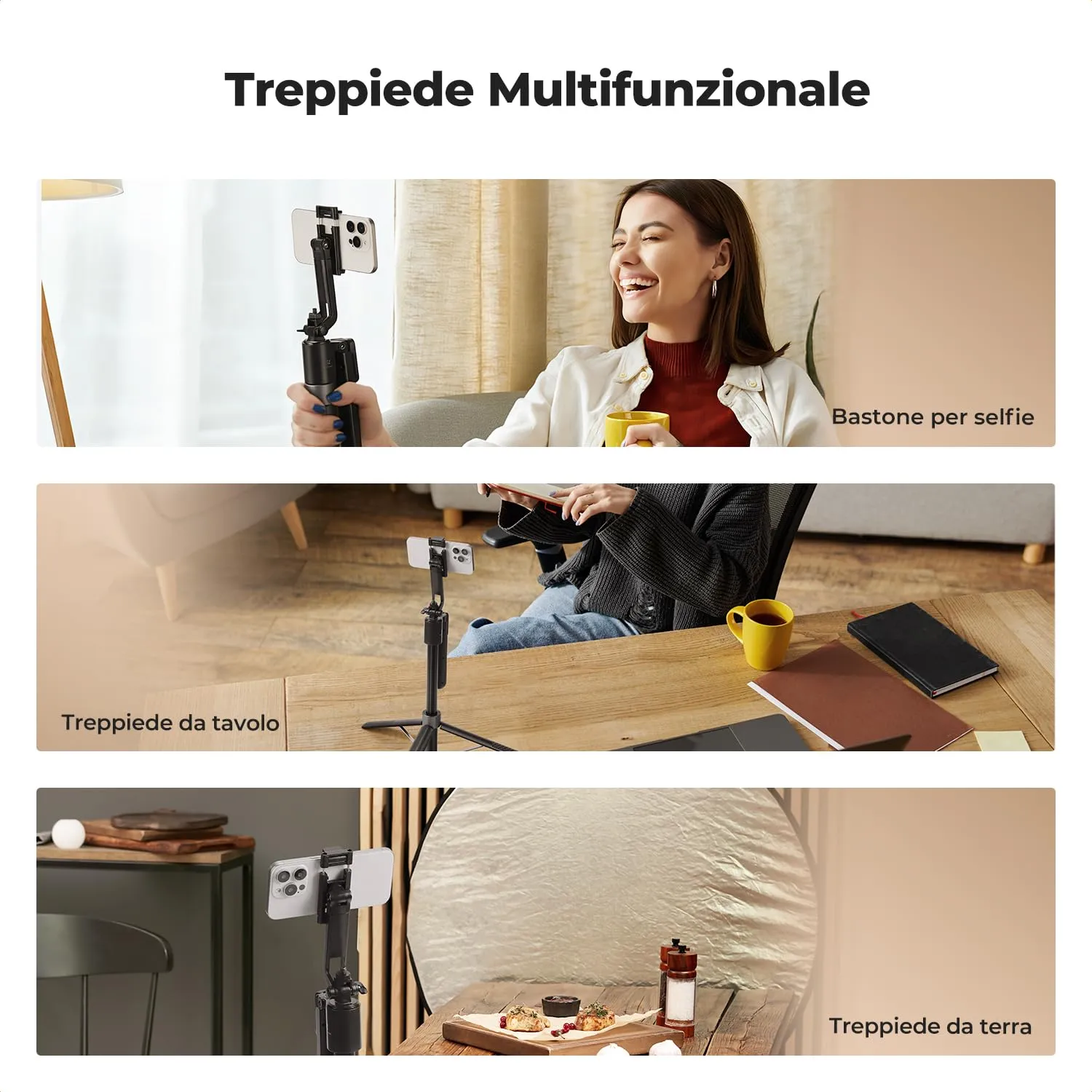Concept Asta Selfie 180cm Treppiede Smartphone con Luce Anello