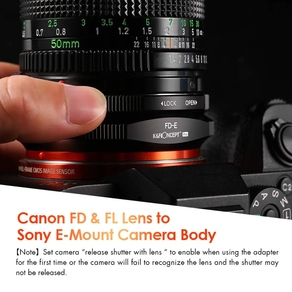 K&F Concept FD-E adattatore obiettivo Canon FD-Sony E opaco
