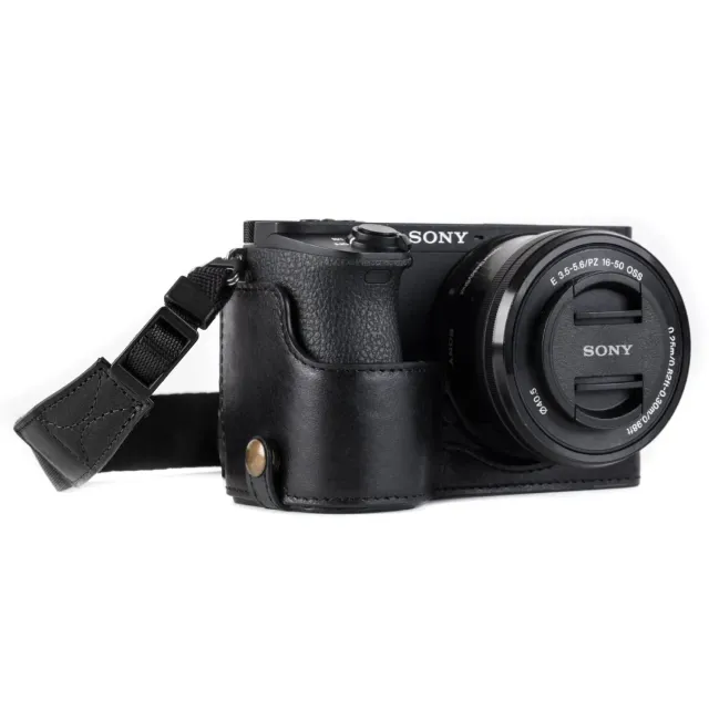 MegaGear Ever Ready A6500 mezza custodia pelle nero vera pelle