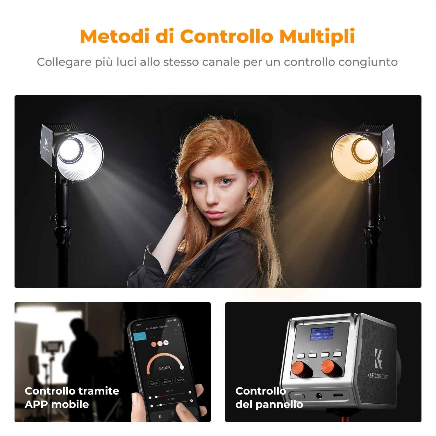 K&F Concept 60W COB Luce Video Bi-Color con Batteria