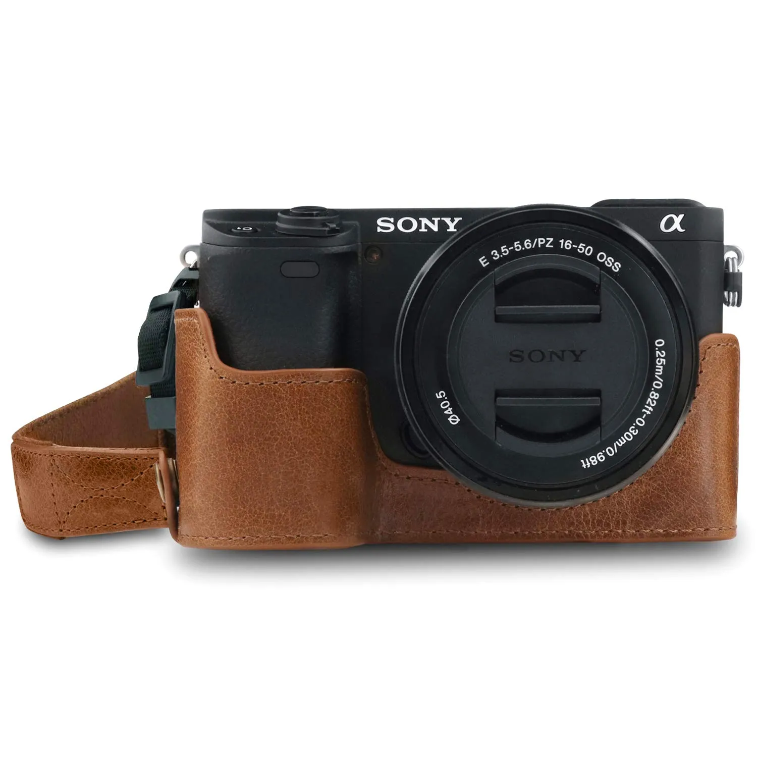 MegaGear Ever Ready Custodia Sony A6100 A6400 Pelle Nera