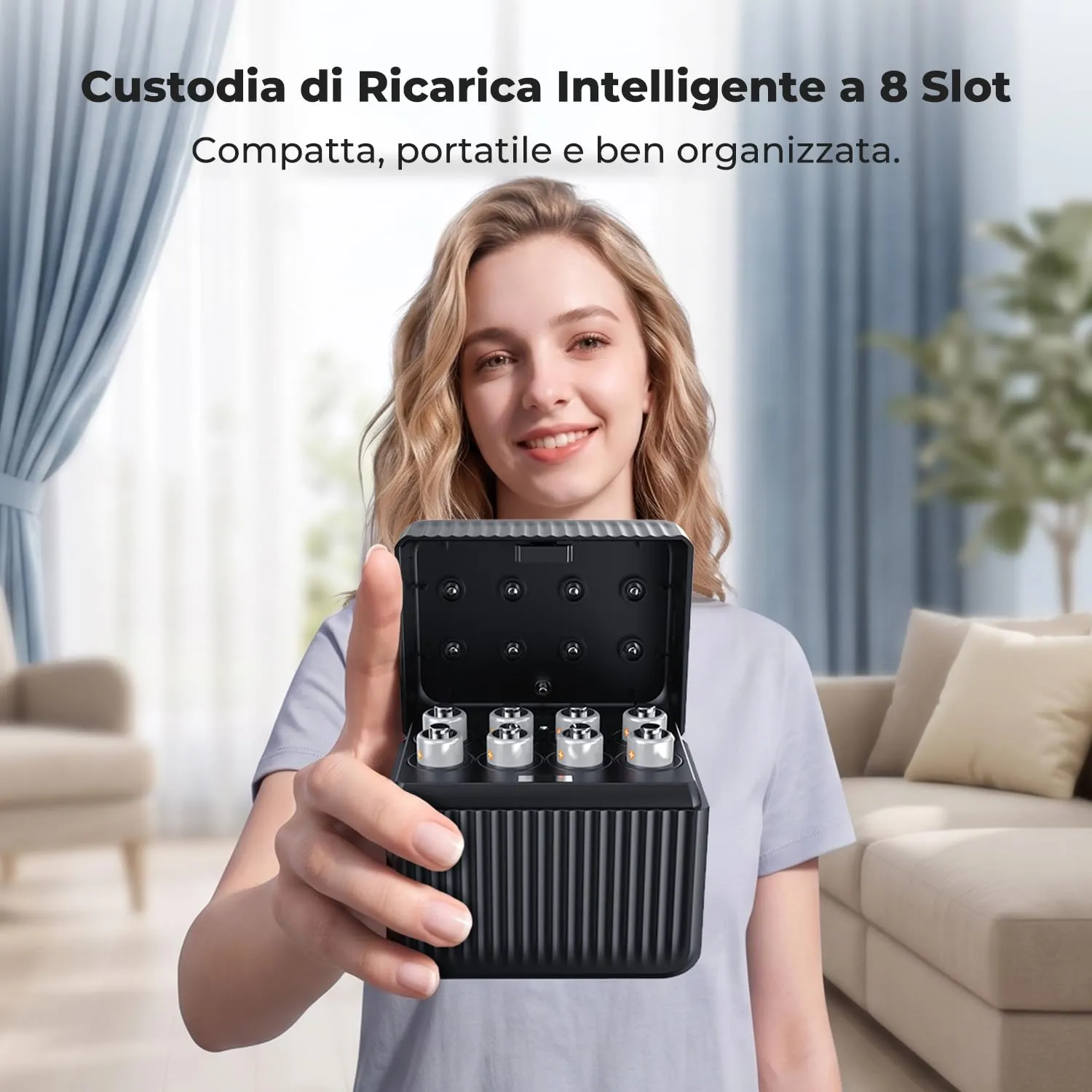 K&F Concept batterie AAA litio ricaricabili box 8 slot Type-C