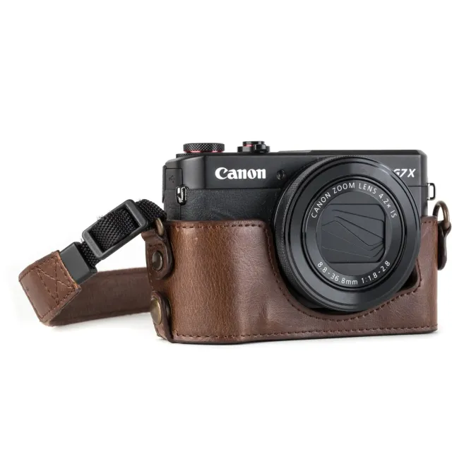 MegaGear MG952 mezza custodia marrone scuro per Canon G7 X II