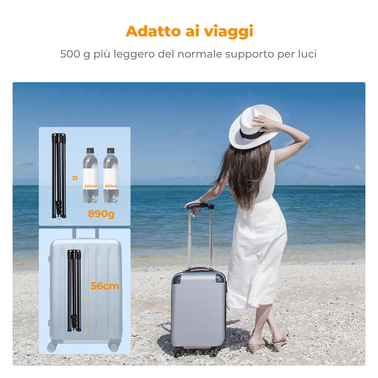 K&F Concept stativo luci 230cm 220cm alluminio 4kg
