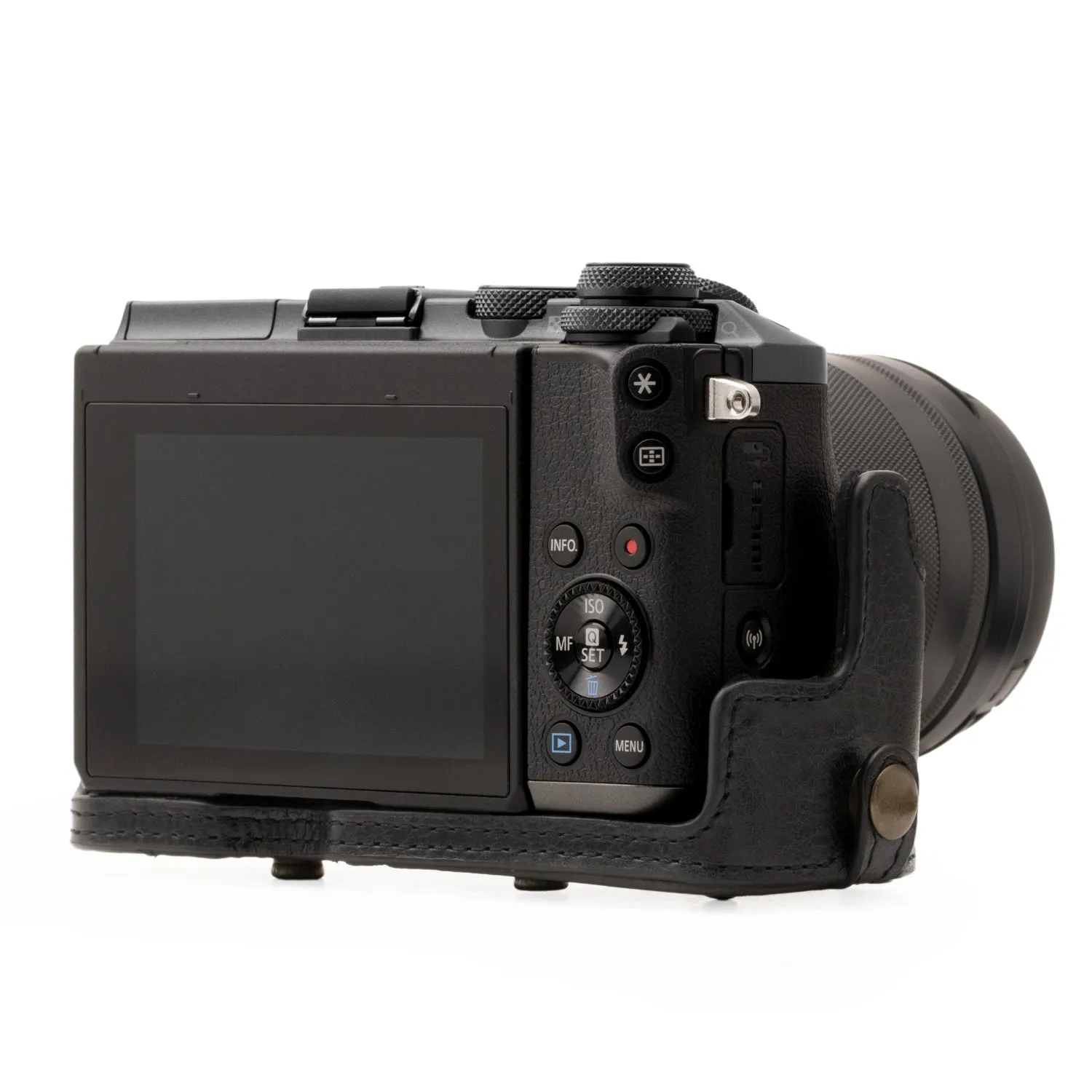 MegaGear MG1182 custodia Canon EOS M6 18-150 vera pelle nera