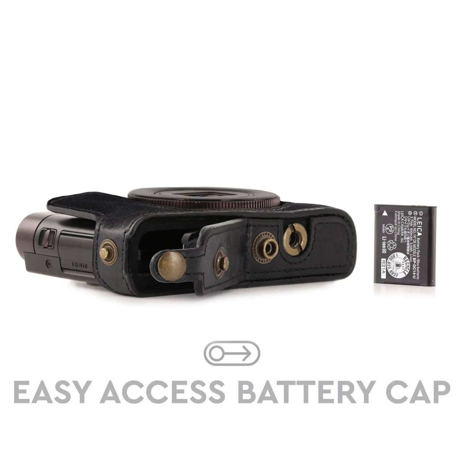 MegaGear MG1286 Ever Ready Custodia Leica C Typ112 vera pelle nera