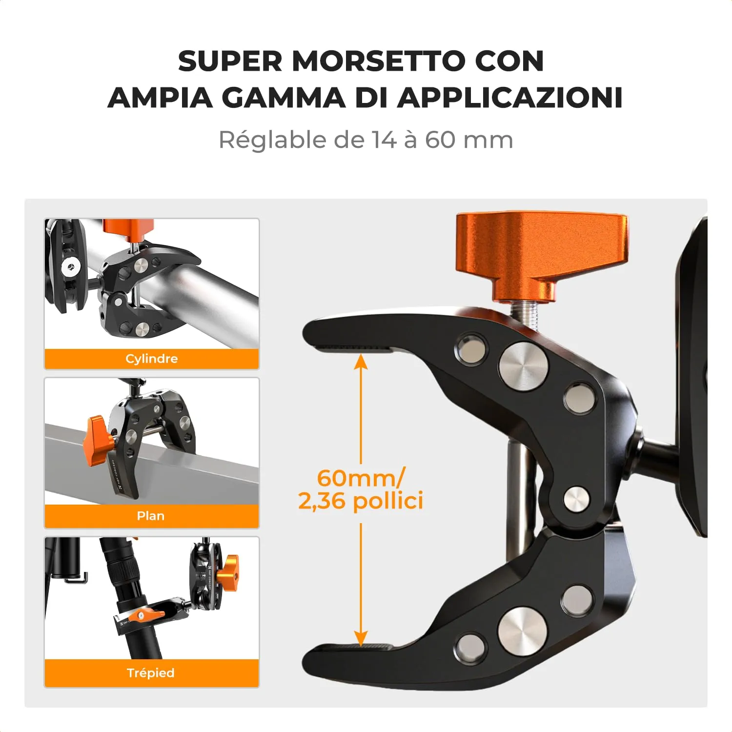 K&F Concept Magic Arm braccio articolato Super Clamp 5kg 1/4"