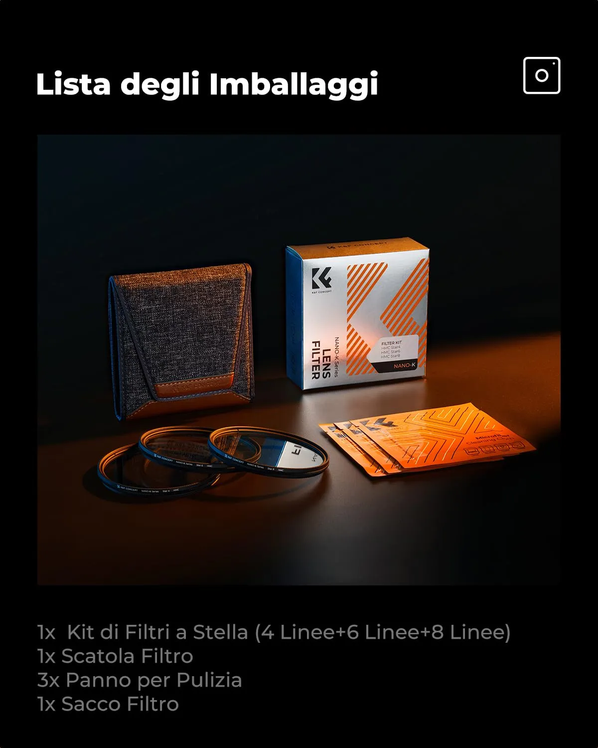 K&F Concept Nano-Klear Kit Filtri Stella 82mm 4+6+8 Punti