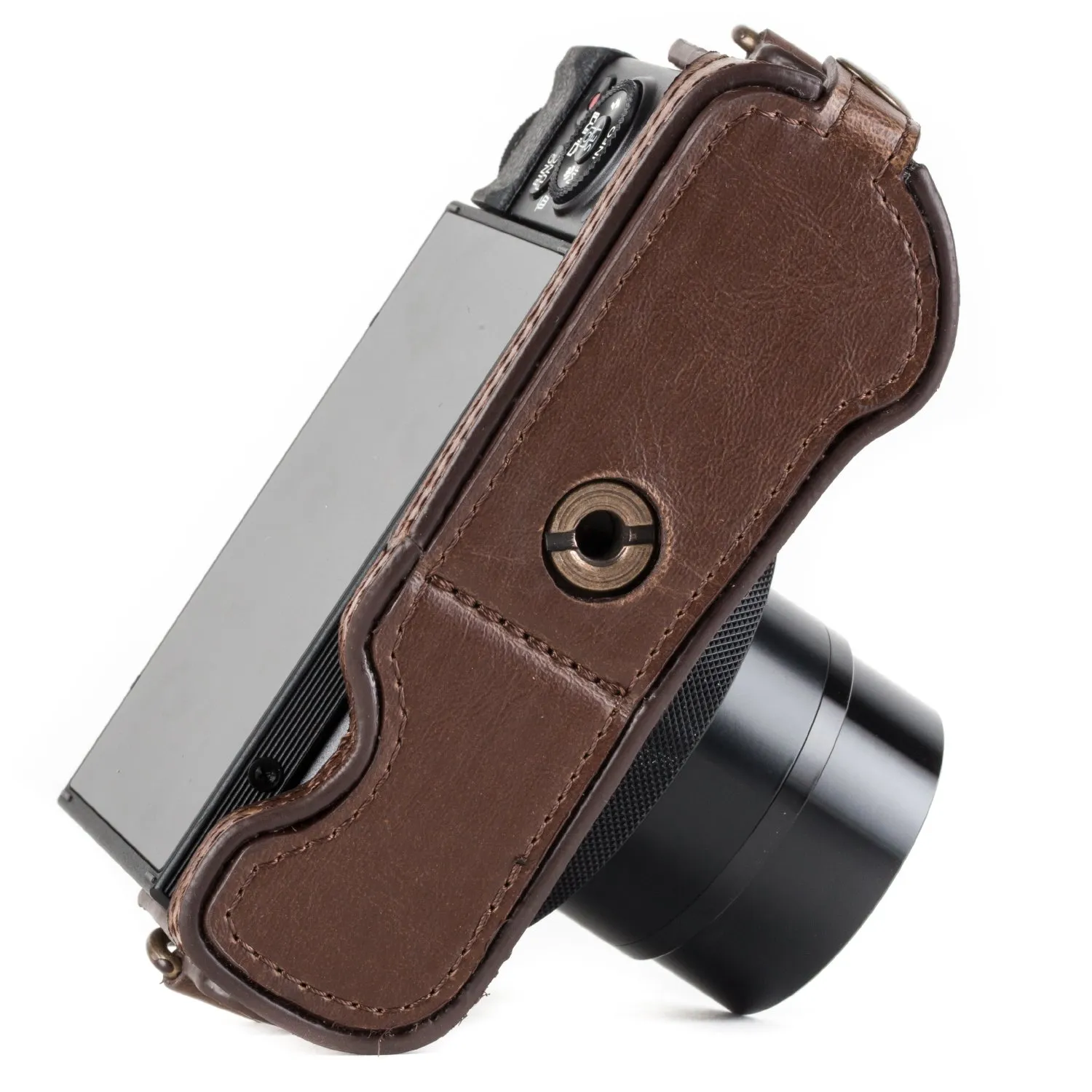 MegaGear MG952 mezza custodia marrone scuro per Canon G7 X II