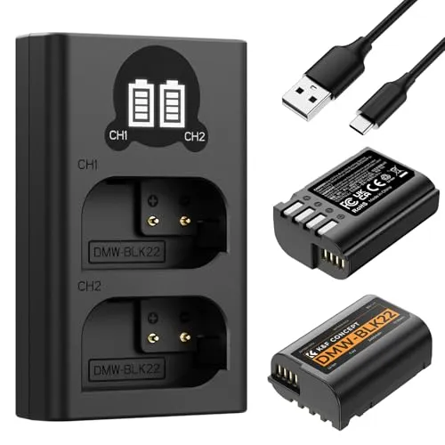 K&F Concept DMW-BLK22 batteria fotocamera 2x2400mAh kit caricatore