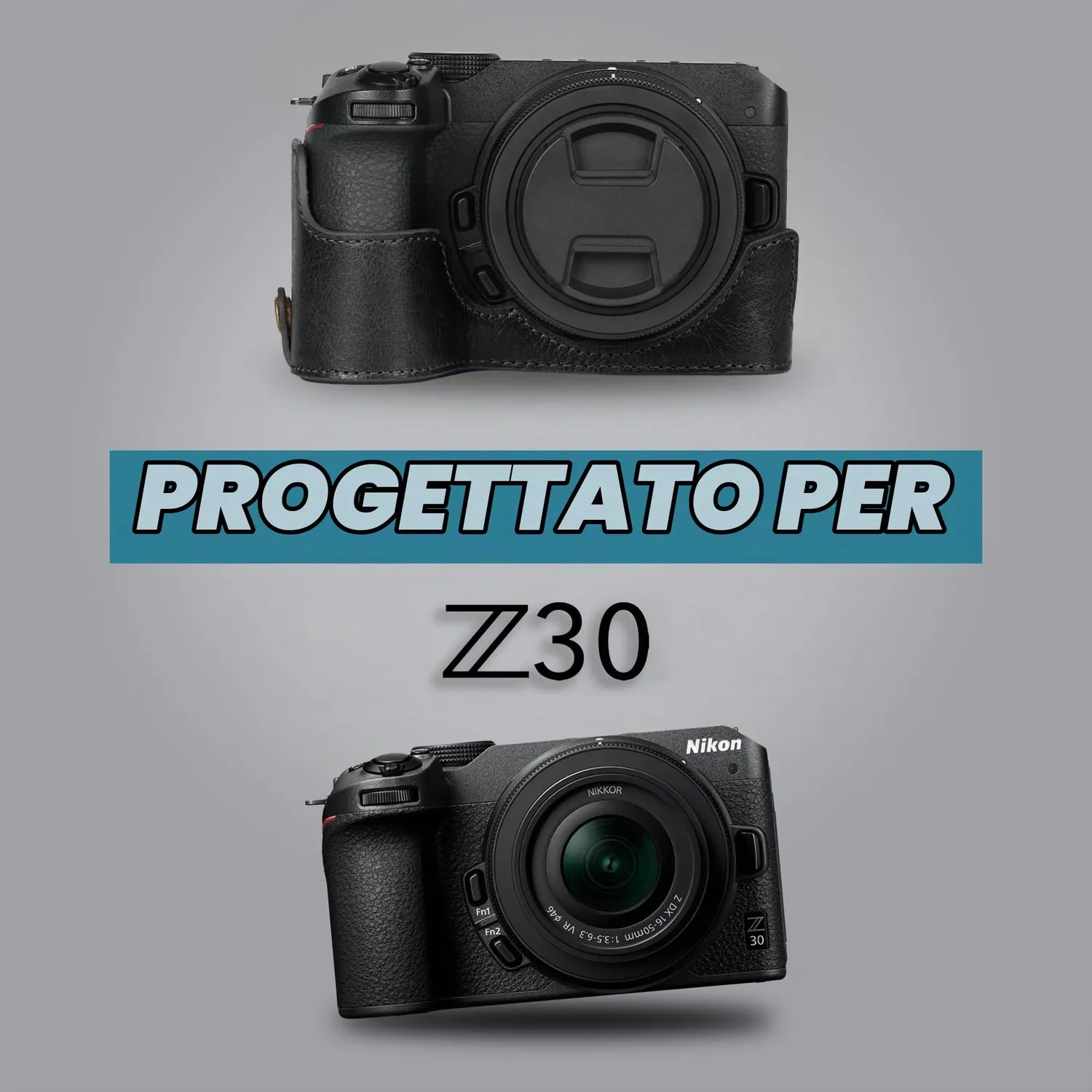 MegaGear custodia fotocamera Nikon Z30 nero vera pelle ever ready