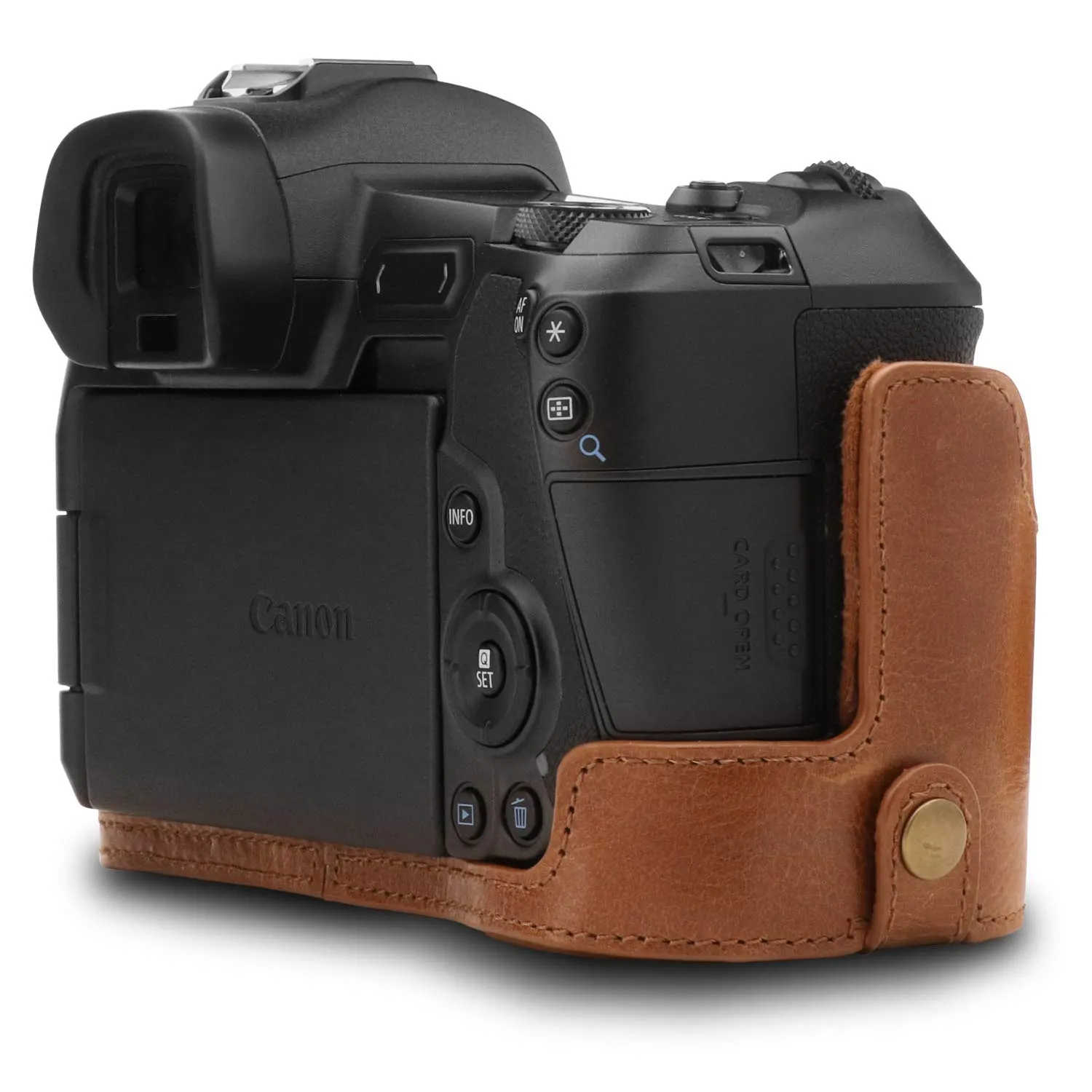 MegaGear Canon EOS R mezza custodia pelle marrone ever ready