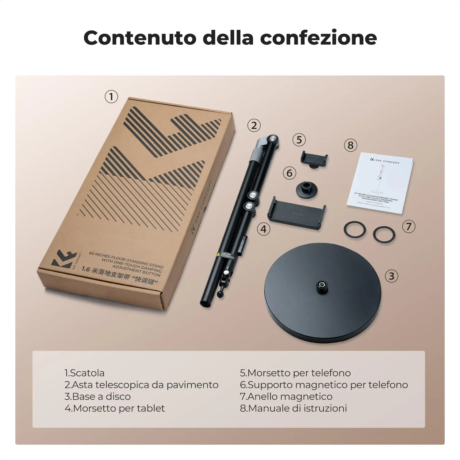 K&F Concept supporto pavimento tablet telefono regolabile