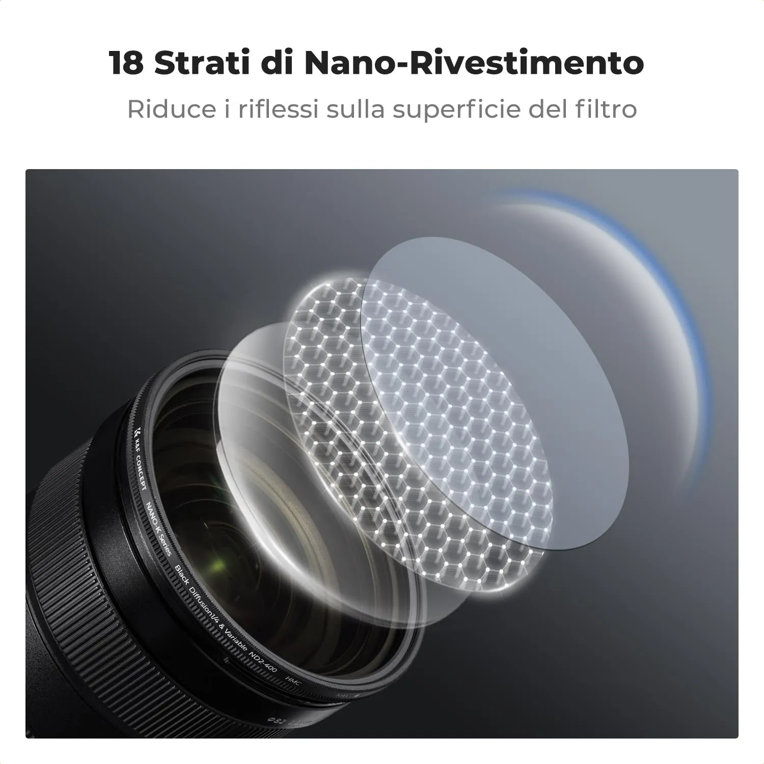 K&F Concept Nano-Klear ND2-400 filtro variabile 82mm Black Mist
