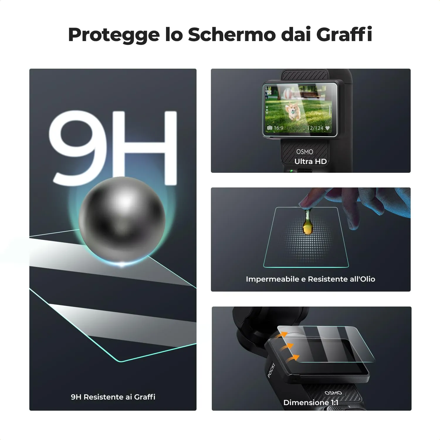 Concept Pellicola Pocket 3/4 Vetro Temperato 9H 3+3 Pezzi