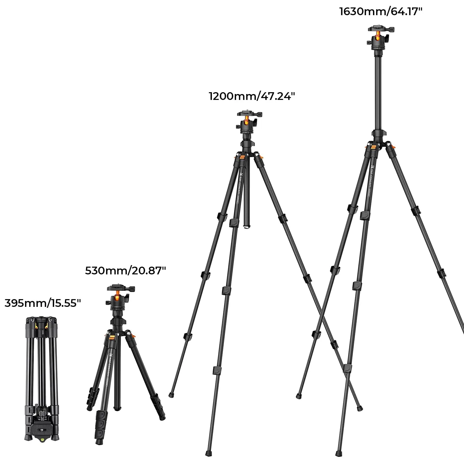 K&F Concept K234A0 treppiede viaggio 163cm alluminio