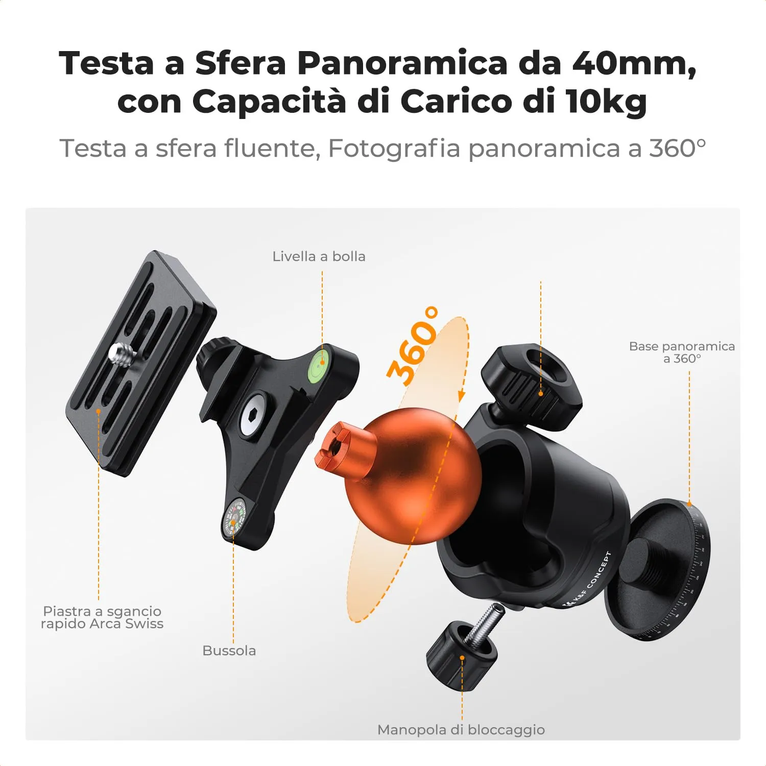 Concept O235A1+BH-40 Treppiede Alluminio 163cm 10kg Testa 40mm