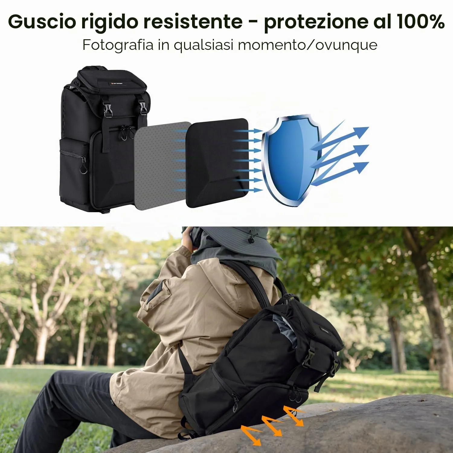 K&F Concept Zaino Fotocamera Nero 25L