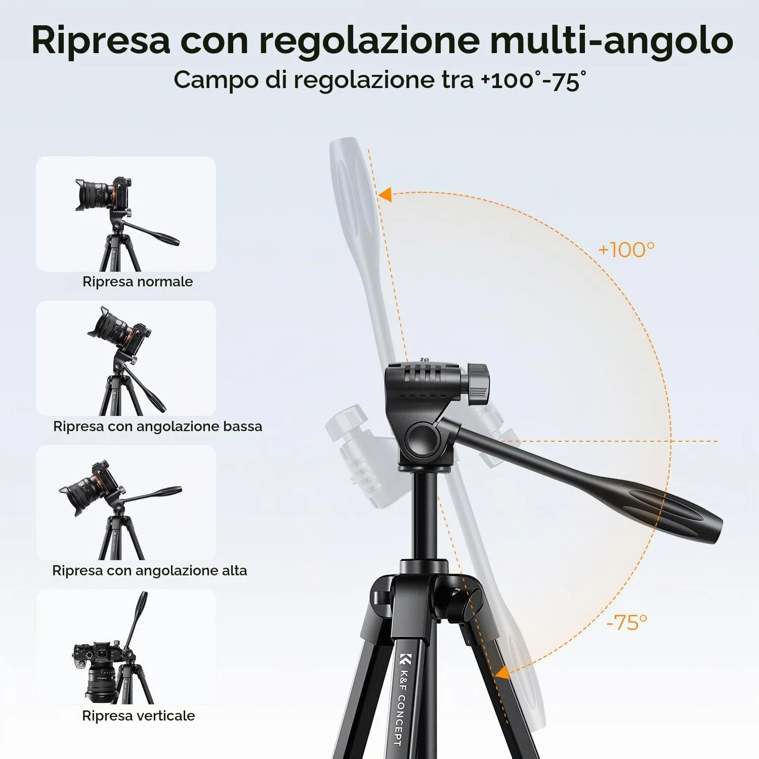 K&F Concept treppiede smartphone 152cm telecomando leggero