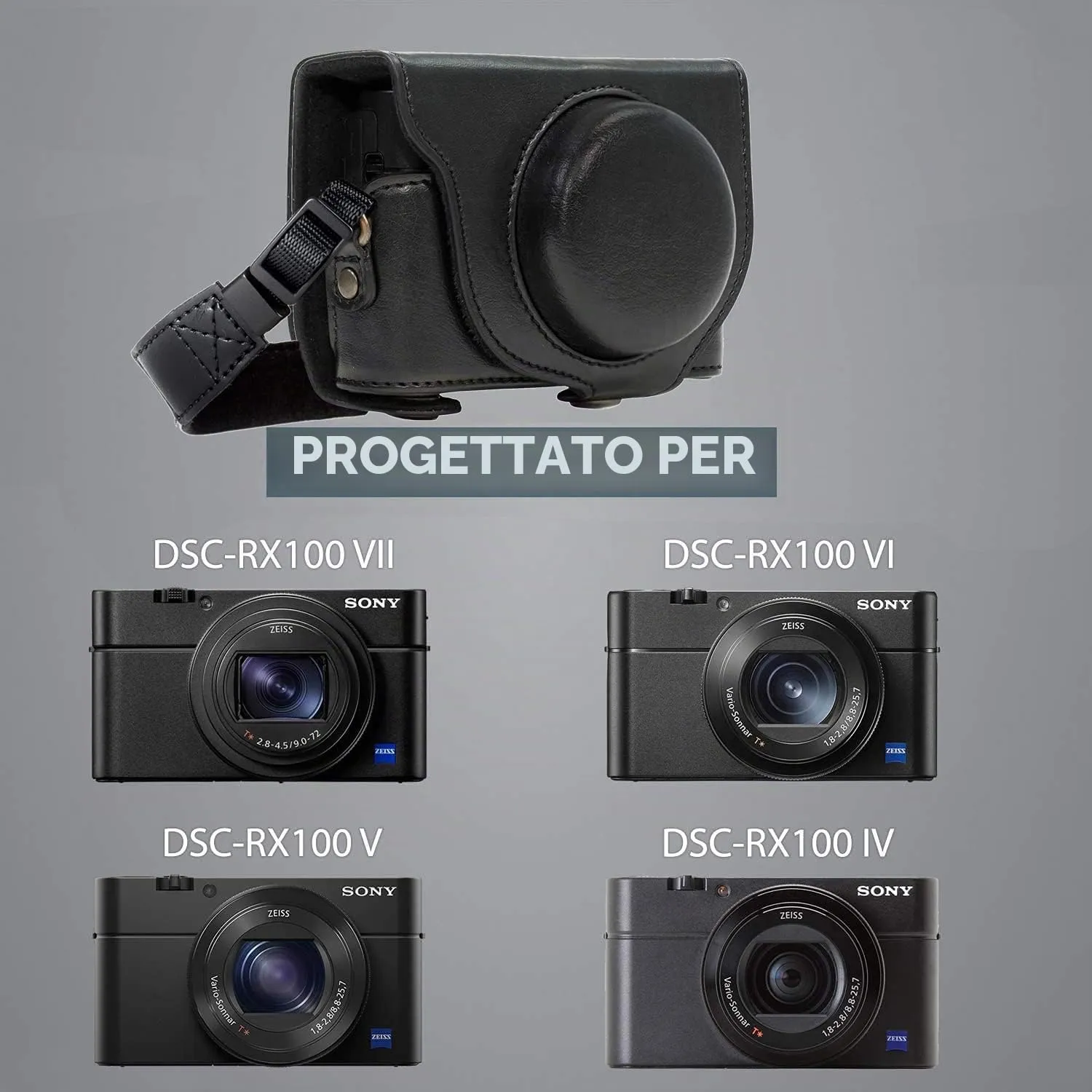 MegaGear MG283 custodia ecopelle nera RX100 III VI