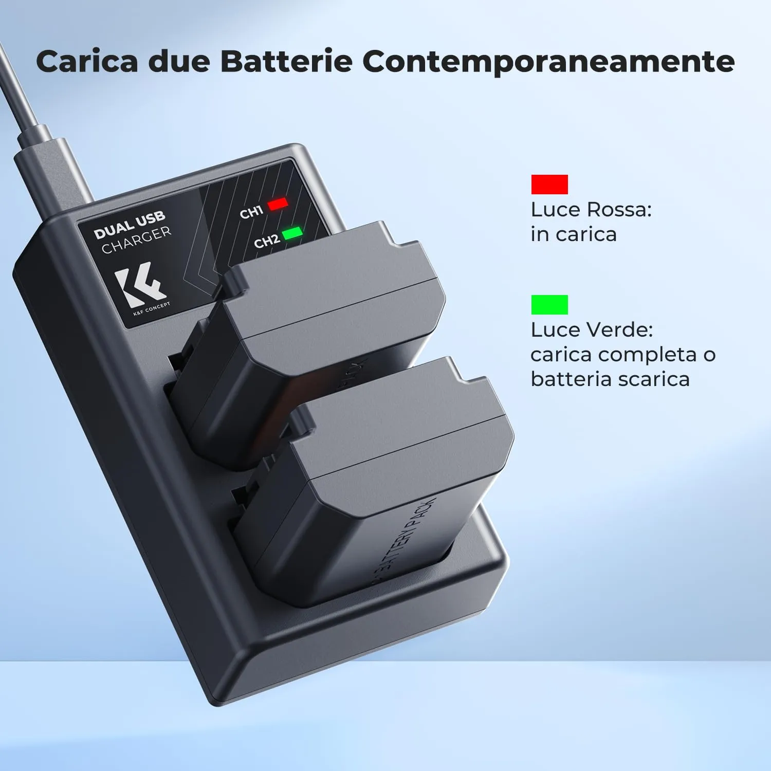 K&F Concept NP-FZ100 Batteria Doppia con Caricatore USB 2 Slot