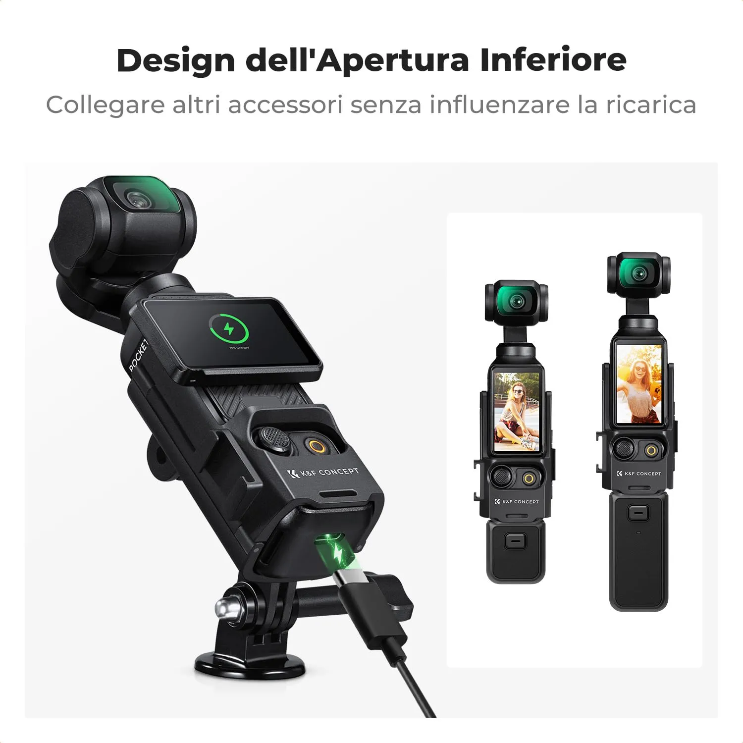 K&F Concept adattatore espansione DJI Osmo Pocket 3 ABS slitta