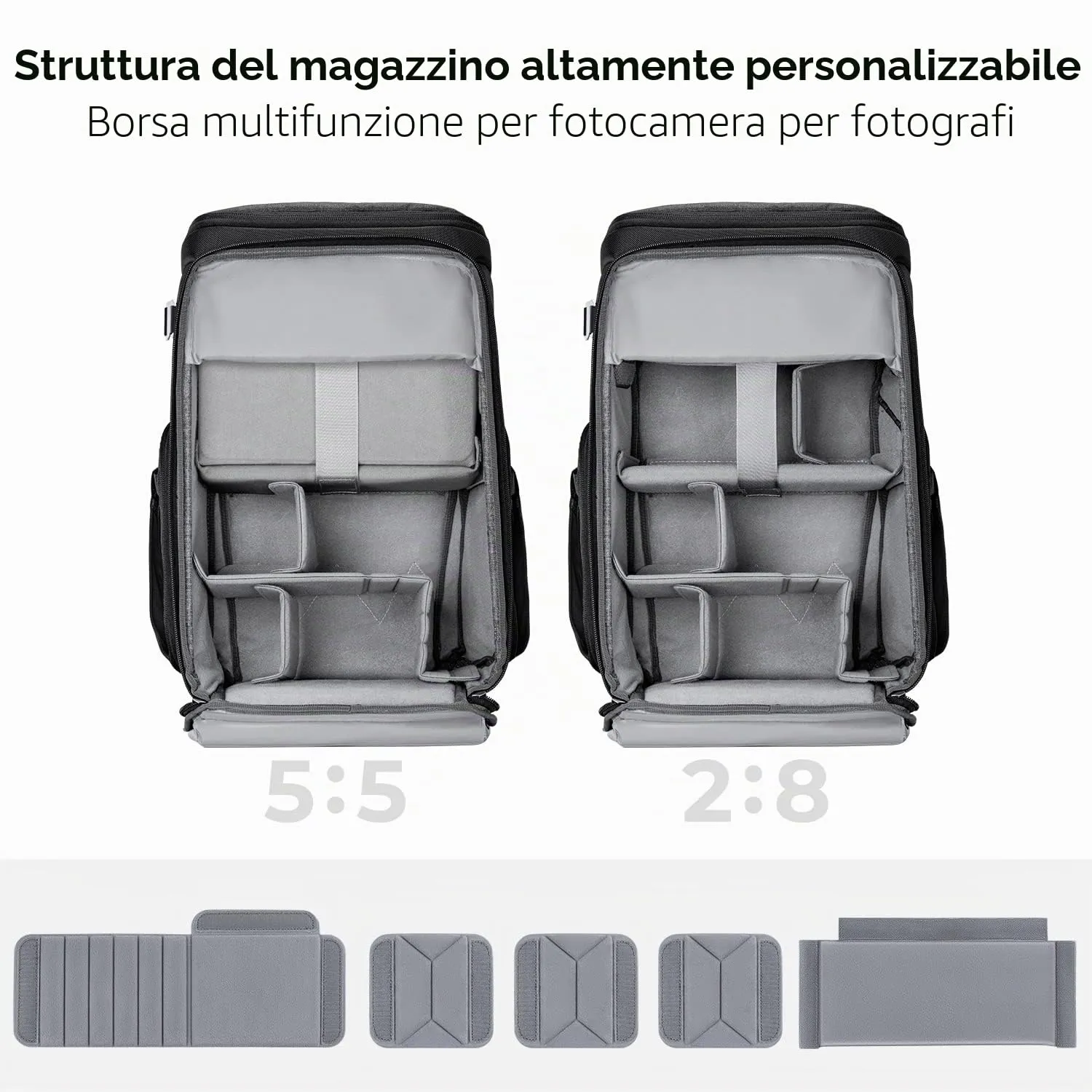 K&F Concept zaino fotografico 25L grigio impermeabile